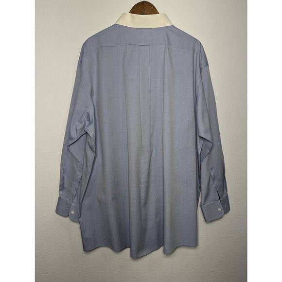 Roundtree & Yorke Gold Label Non-Iron Pinpoint Blue Dress Shirt Size 18/34 - Picture 7 of 7